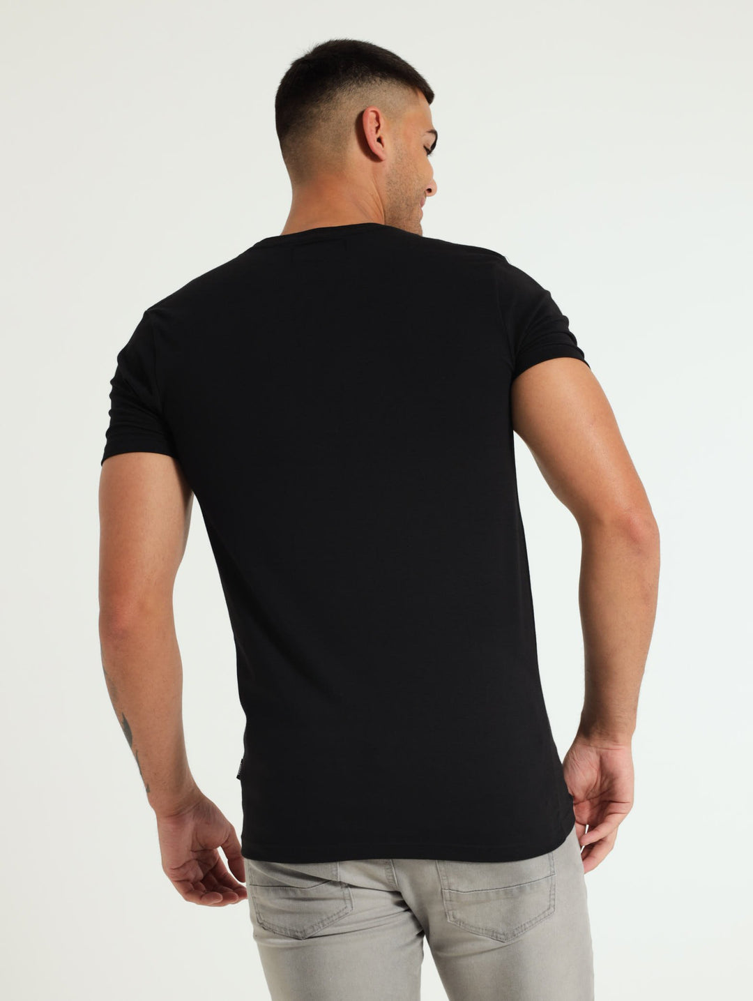 Cotton Lycra Slim Fit Tee - Black