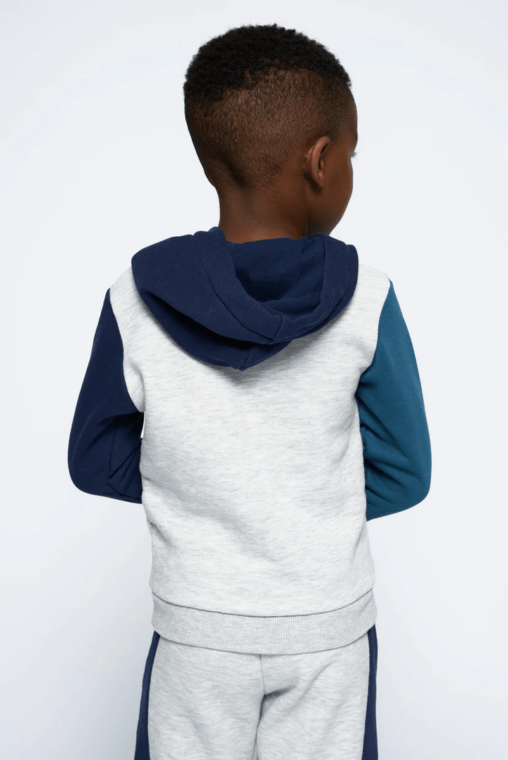 Boys Colour Block Meta Hoody - Grey Melange