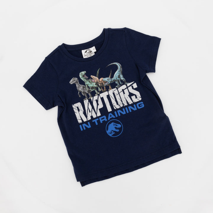 Pre-Boy's Jurassic Park Step Hem Tee-Navy