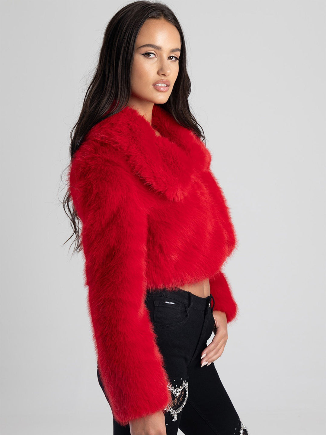 Full Fur Bolero Jacket - Red
