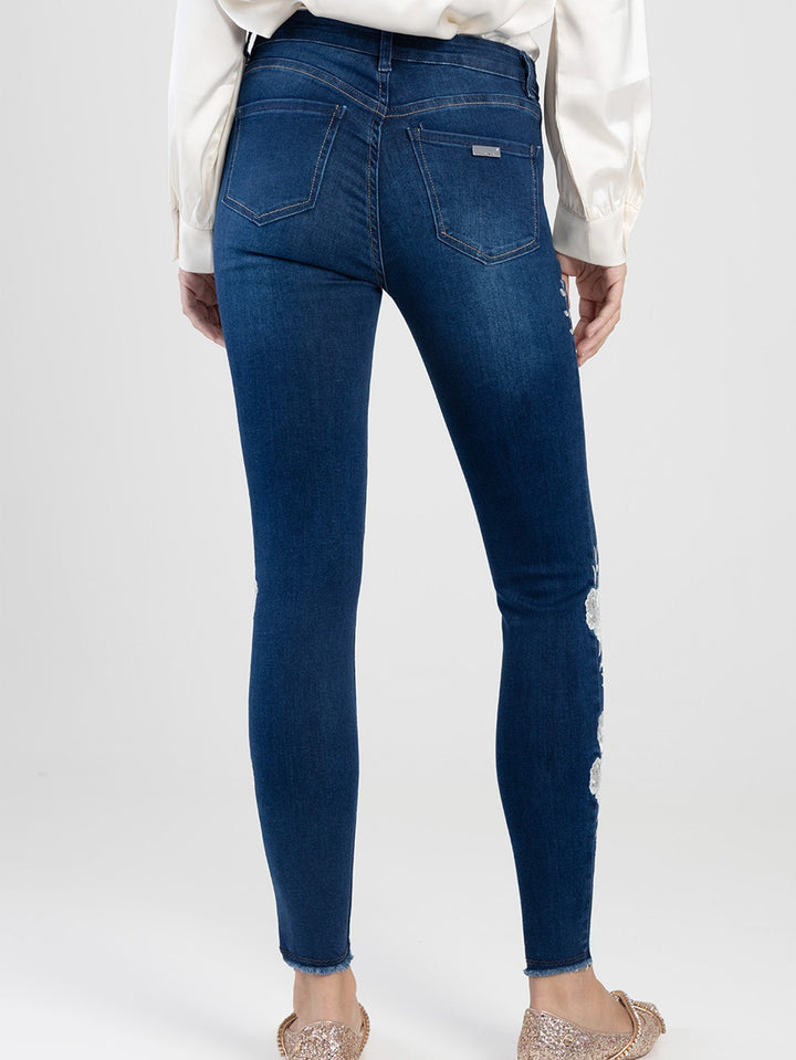 Axel Denim Jean With Side Embroidery - Dark Blue