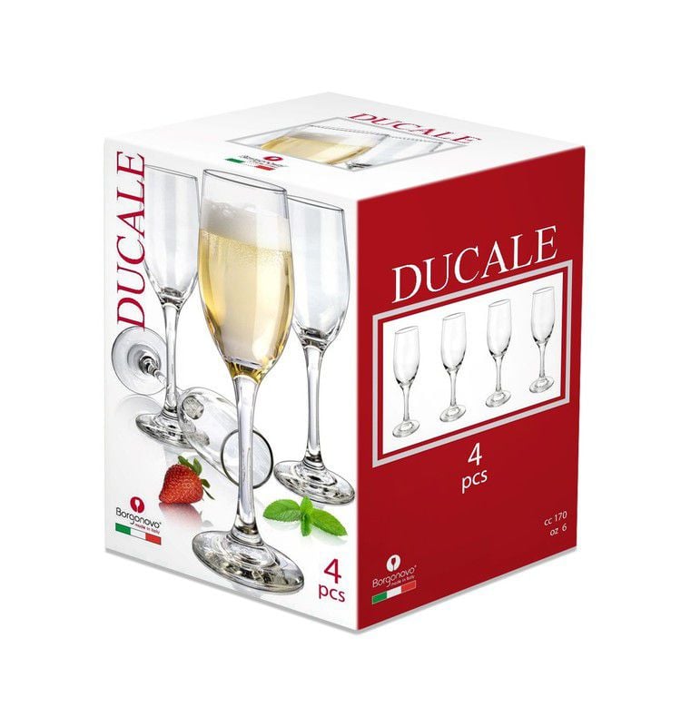 Borgonovo Ducale Flute Glass - 4 X 170ml