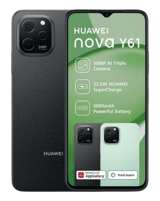 Nova Y61 Dual Sim Black Cellphone back & front