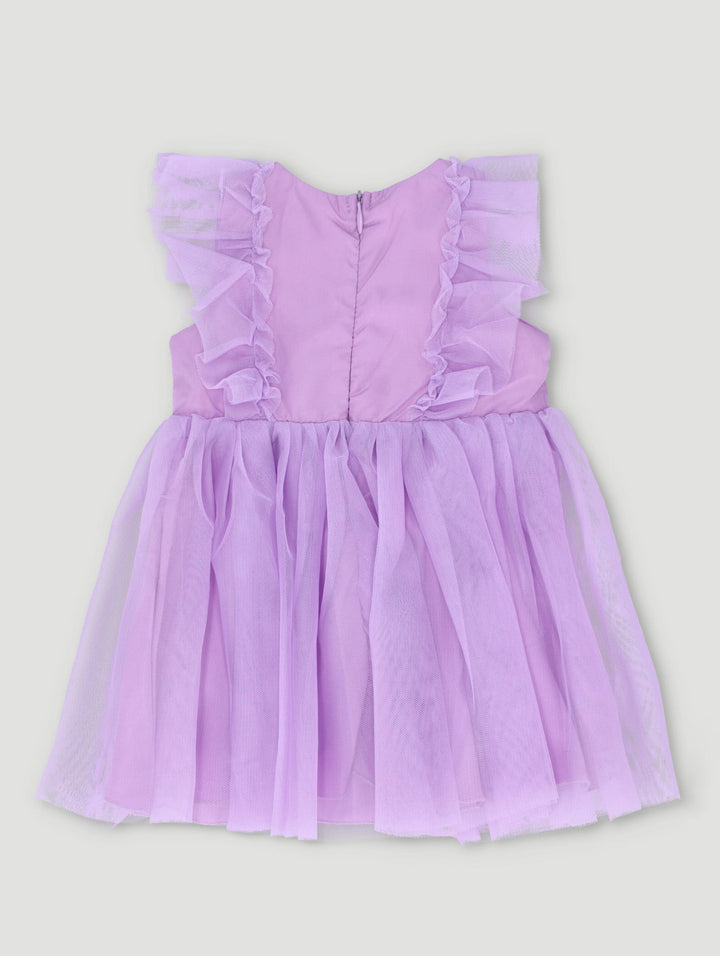 Baby Girls Embossed Party Dress - Lilac